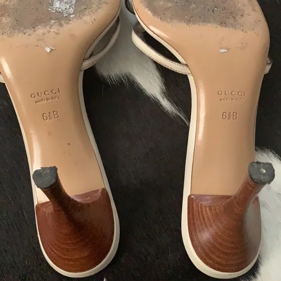 GucciY2K White Slip On Monogram Medallion Peep Toe Mules 6.5